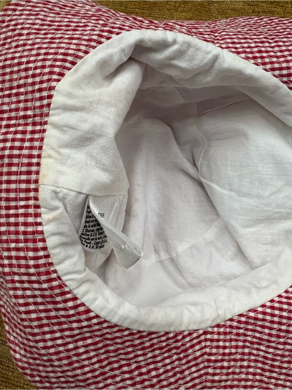 Disney Red Gingham Bucket Hat with Winnie the Pooh, Eeyore & piglet  Embroidery